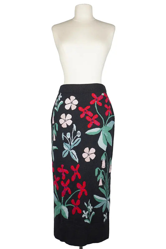 Falda Longue noire de cachemira, colección Métier d'art 2020/21, artículo de ocasión, vista frontal