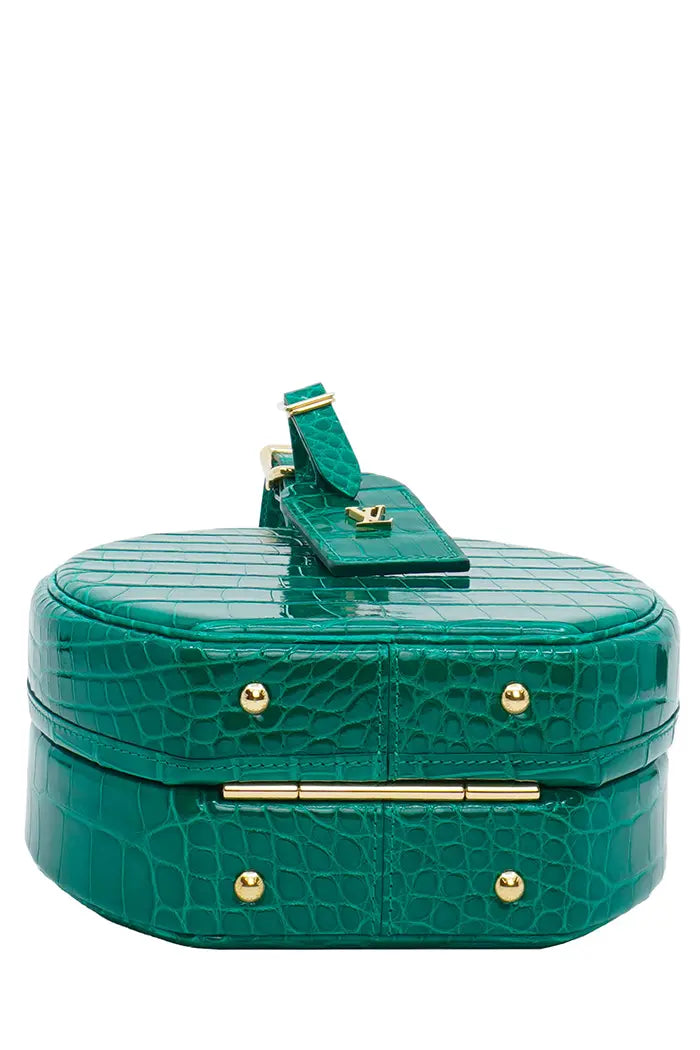 Bolso Louis Vuitton 'Petite Boite Chapeau' verde en piel de aligátor dura, artículo de segunda mano, ver desde abajo