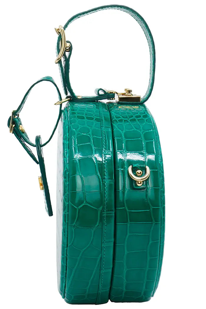 Bolso Louis Vuitton 'Petite Boite Chapeau' verde en piel dura de aligátor, artículo de segunda mano, vista lateral