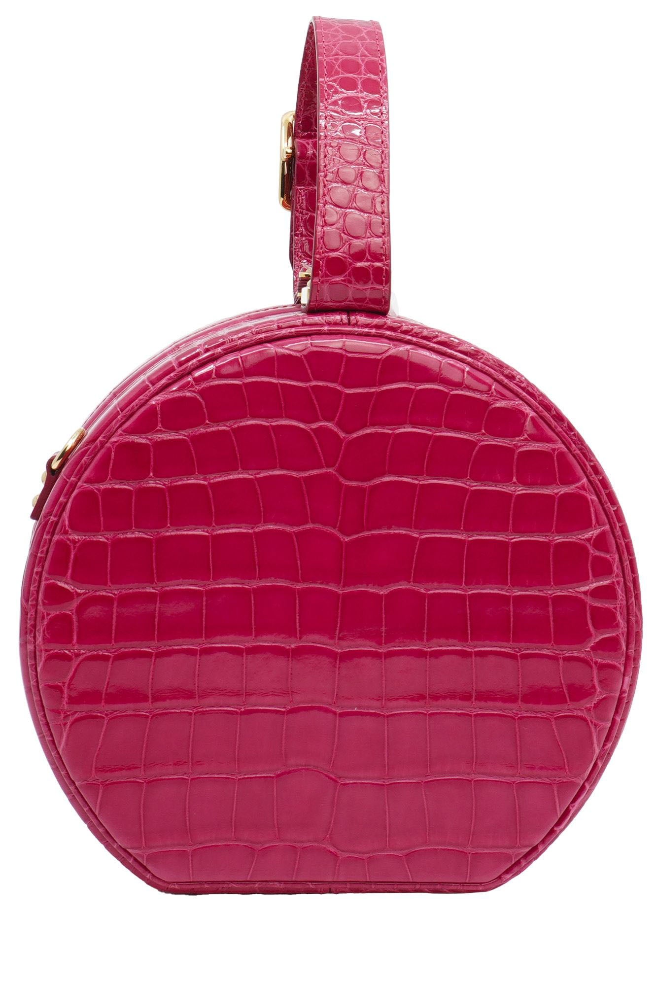 Sac Boite à Chapeau Alligator Rose