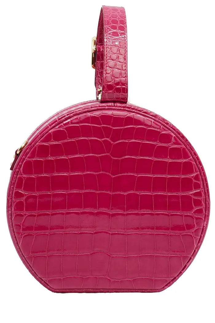 Sac Louis Vuitton 'Petite Boite Chapeau'  rose en cuir d'alligator, article d'occasion, vue de dos