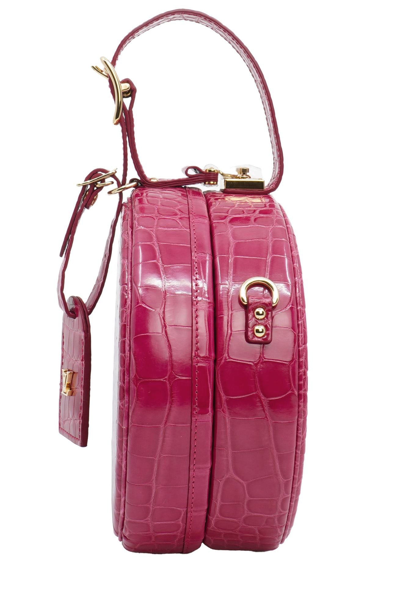 Sac Boite à Chapeau Alligator Rose