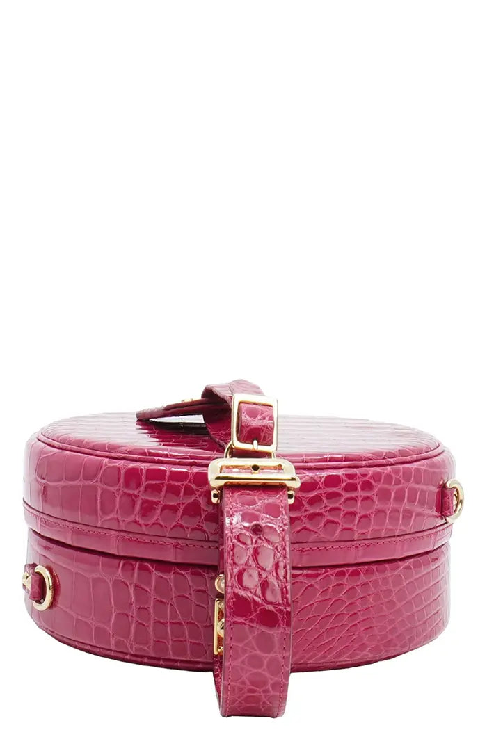Sac Louis Vuitton 'Petite Boite Chapeau'  rose en cuir d'alligator, article d'occasion, vue de dessus