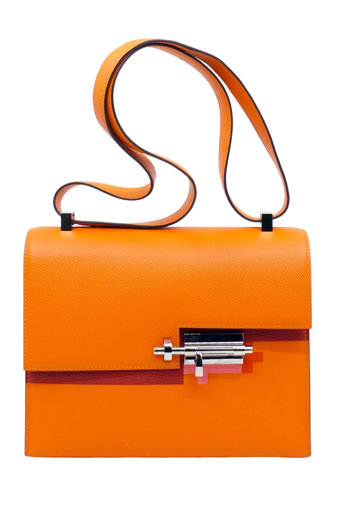 Sac Verrou Cuir Epsom Orange