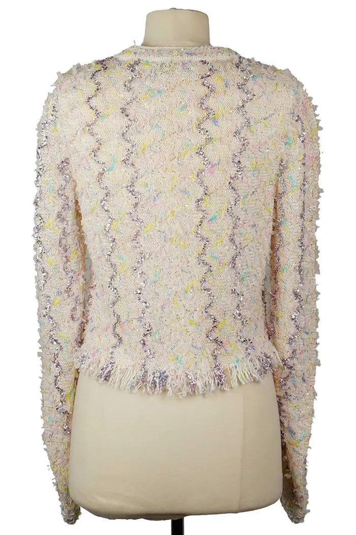 Chanel tweed pastel Cardigan , spring/summer 2022 collection, pre-owned item, back view