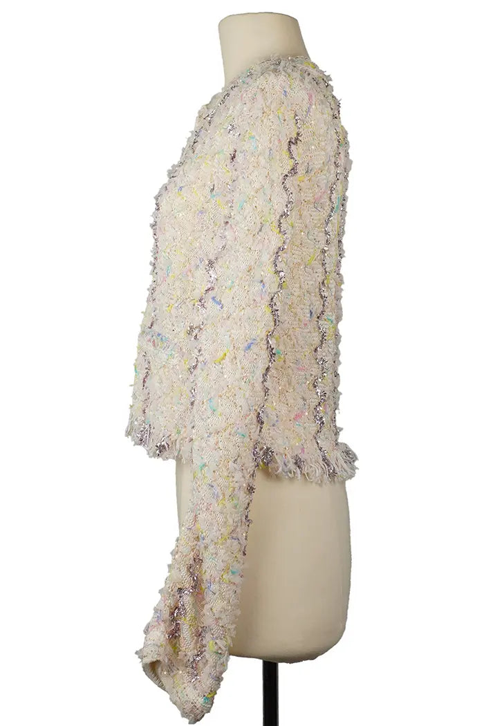 Chanel tweed pastel Cardigan , spring/summer 2022 collection, pre-owned item, side view