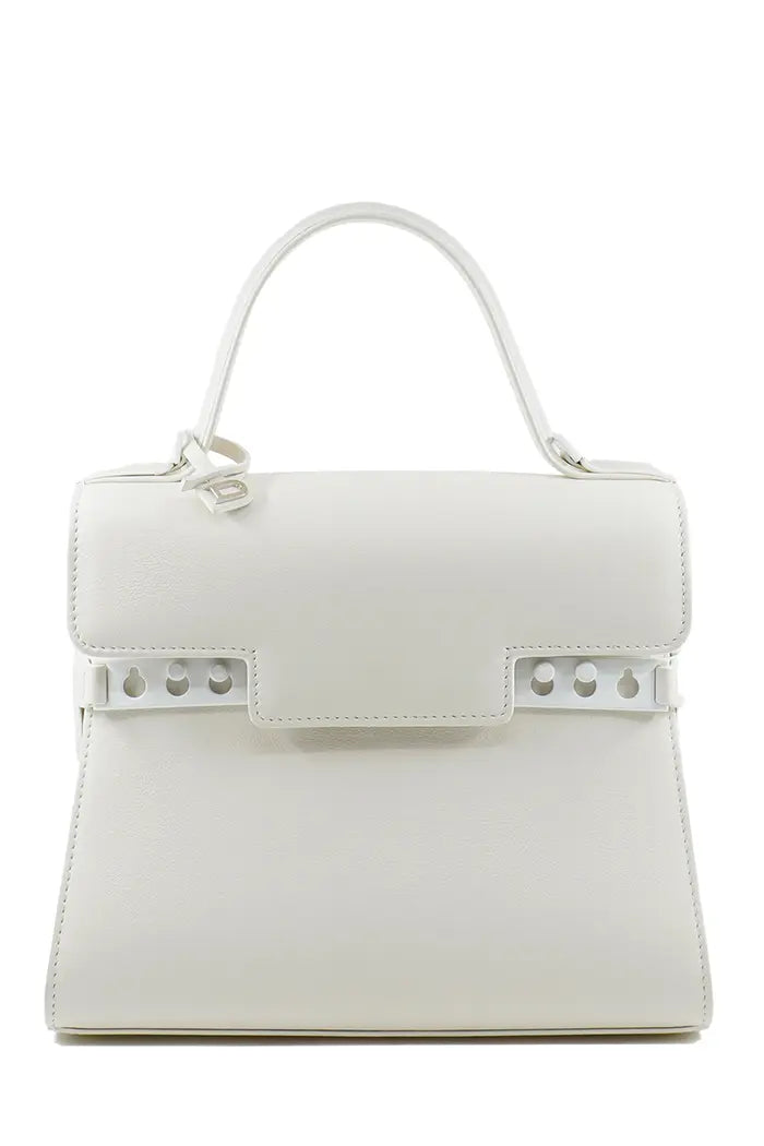 Delvaux Tempête bag in Crispy ivory calf leather, pre-owned item, front view