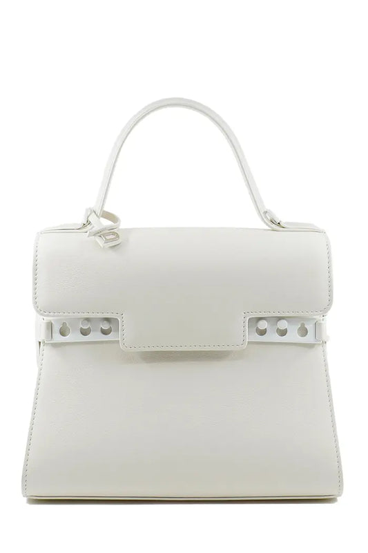 Sac Delvaux Tempête en cuir de veau Crispy ivoire, article d'occasion, vue de face