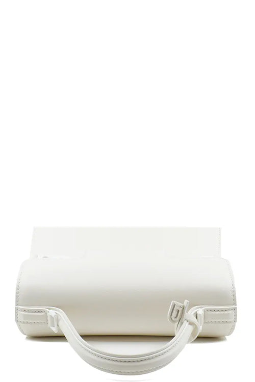 Bolso Delvaux Tempête en piel de becerro crujiente color marfil, artículo usado, vista superior con su asa