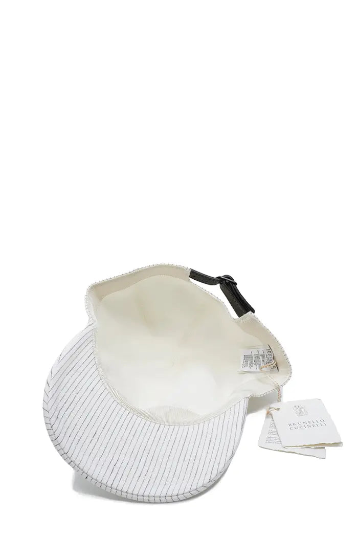 Brunello Cucinelli Gorra de béisbol de lana tecno cepillada en espiga, artículo seminuevo, vista del interior de la Gorra