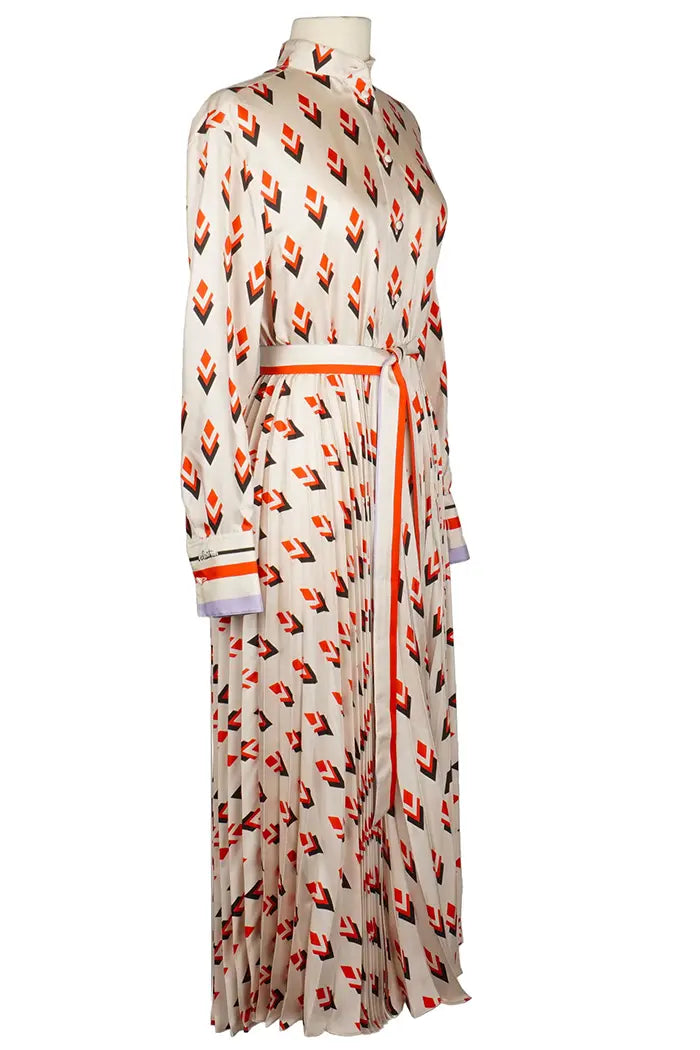 Vestido Valentino de seda plisada marfil, artículo de ocasión, 3/4 vista