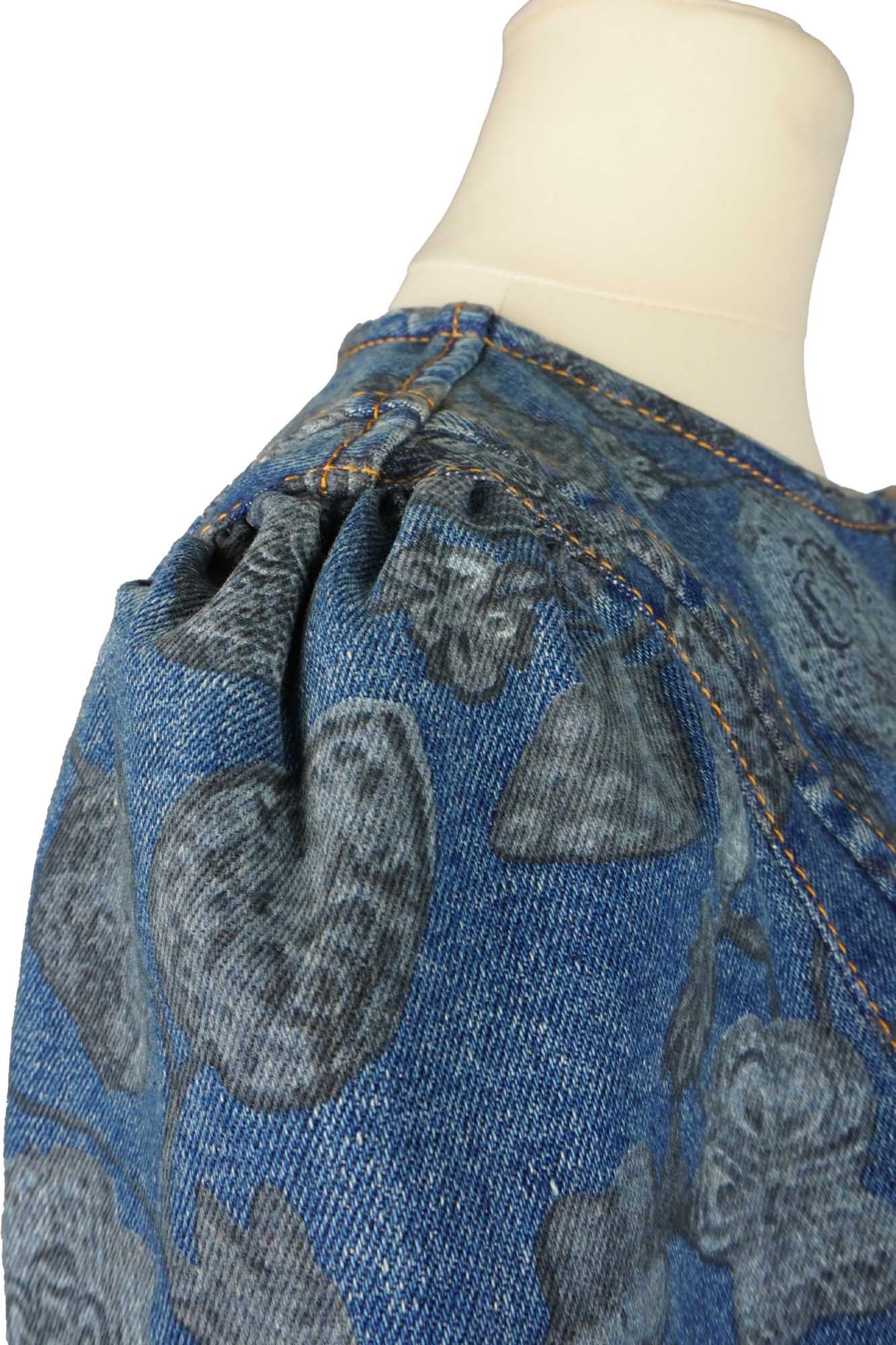 Veste Jean à Motifs Floraux