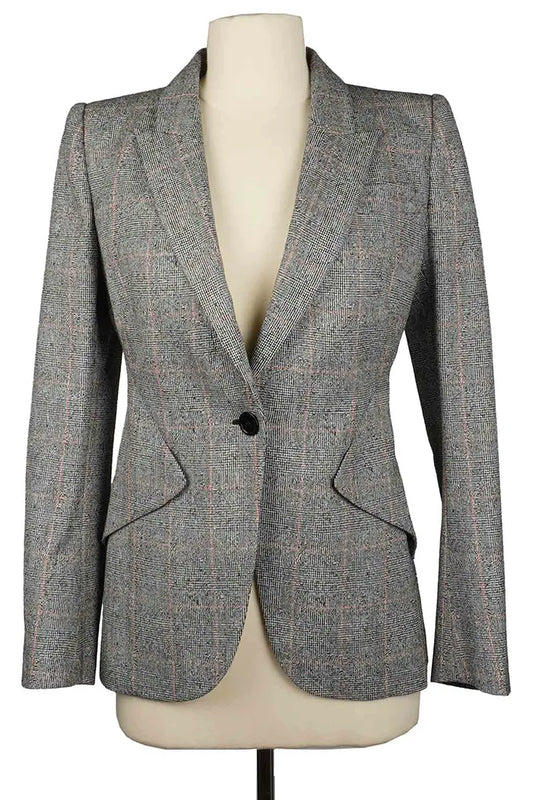 Blazer de lana a cuadros Alexander McQueen, corte entallado, seminuevo, vista frontal