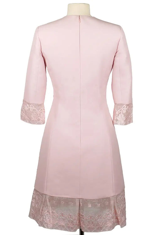 Vestido Christian Dior rosa empolvado con mangas 3/4, artículo de segunda mano, vista posterior