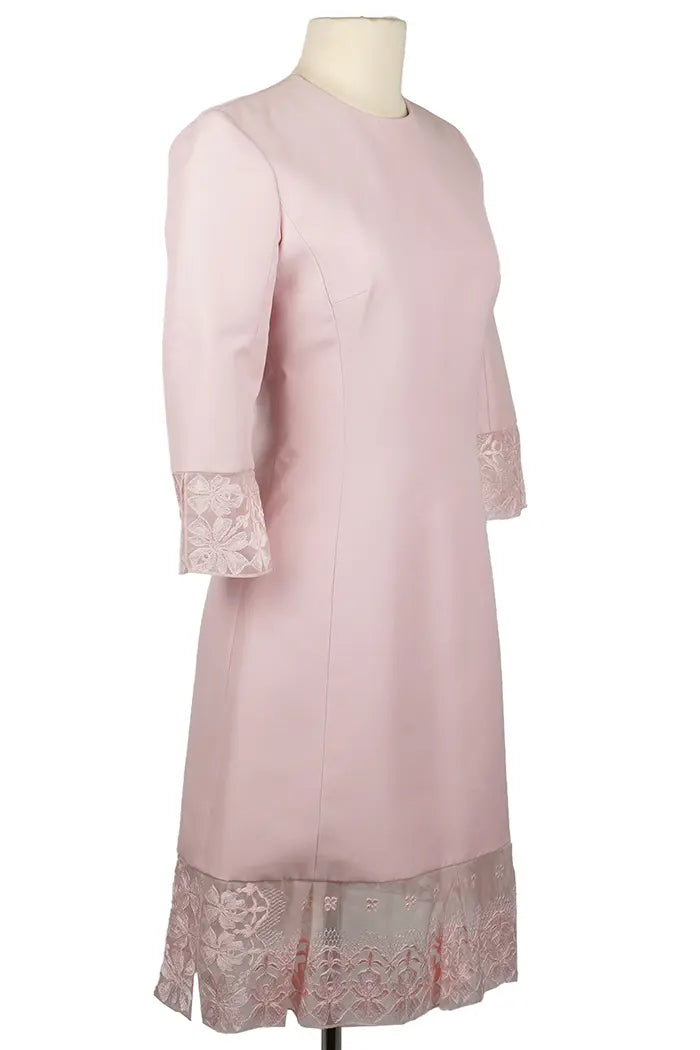 Kleid Christian Dior puderrosa und 3/4-Ärmel, gebrauchter Artikel, 3/4-Ansicht