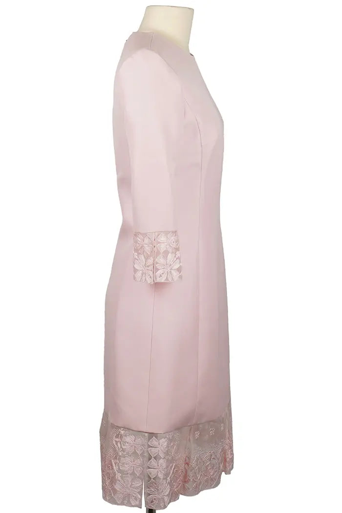 Christian Dior Kleid in Puderrosa und mit 3/4-Ärmeln, Second-Hand-Artikel, Seitenansicht