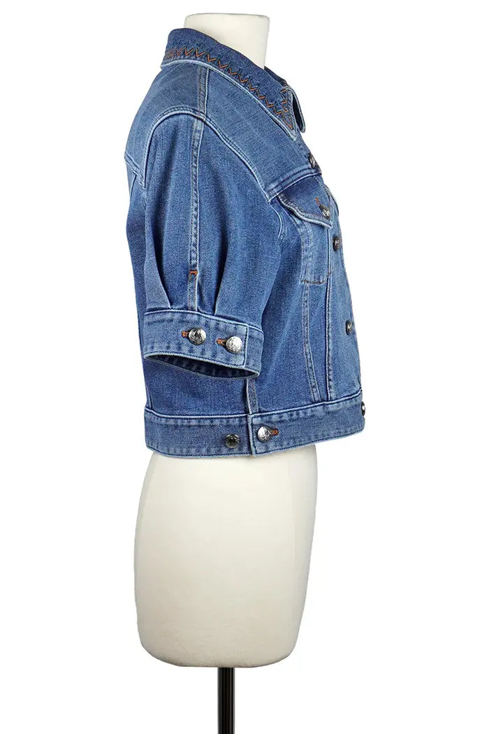 Chaqueta Chloé corta con mangas 3/4 denim, artículo de segunda mano, vista lateral