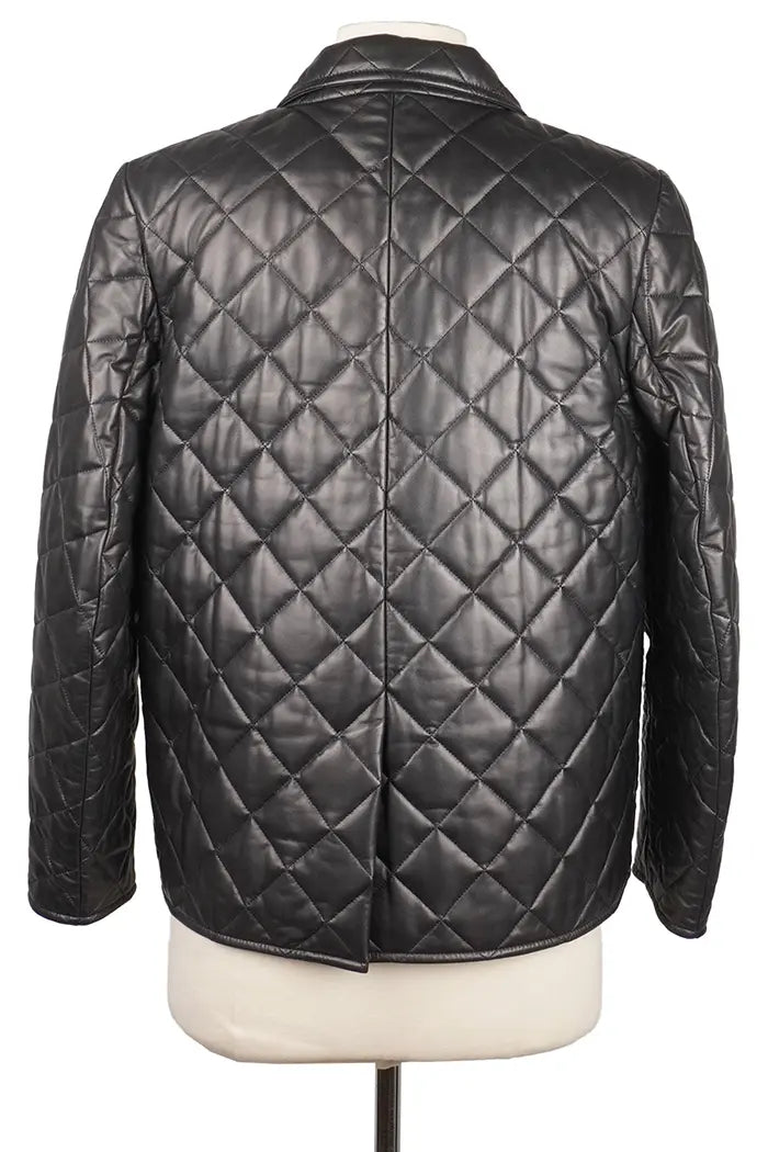 Prada Chaqueta acolchada negra en piel de cordero napa, artículo de segunda mano, vista posterior