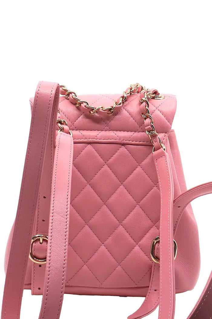 Chanel Duma Mochila  de piel de cordero acolchada rosa empolvado, artículo de segunda mano, vista trasera