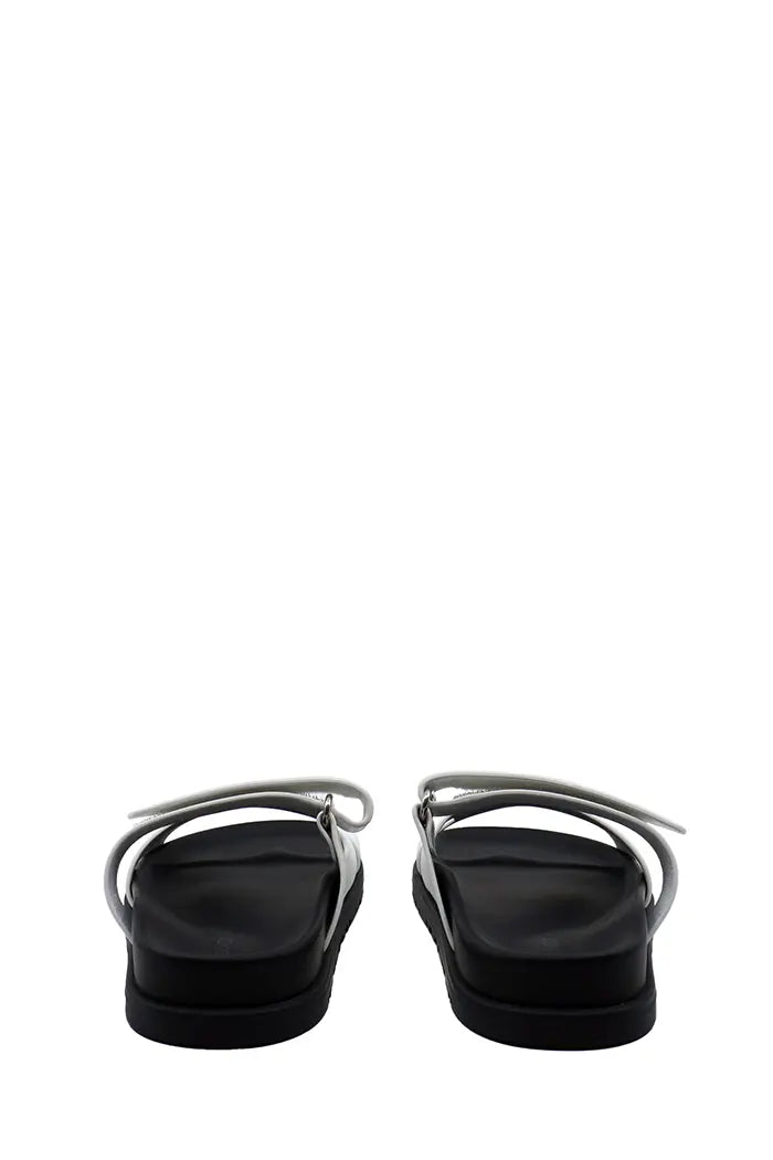 Hermès Chypre white leather sandals, back view. New, used.