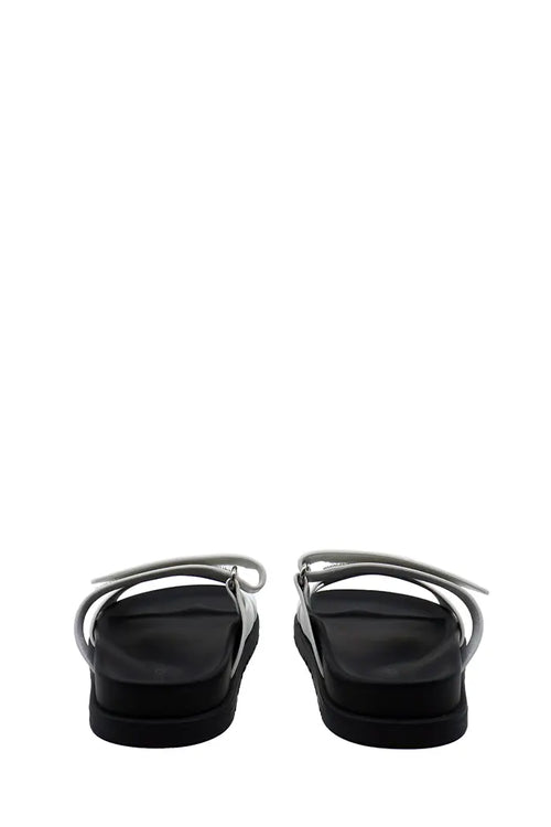 Hermès Chypre white leather sandals, back view. New, used.