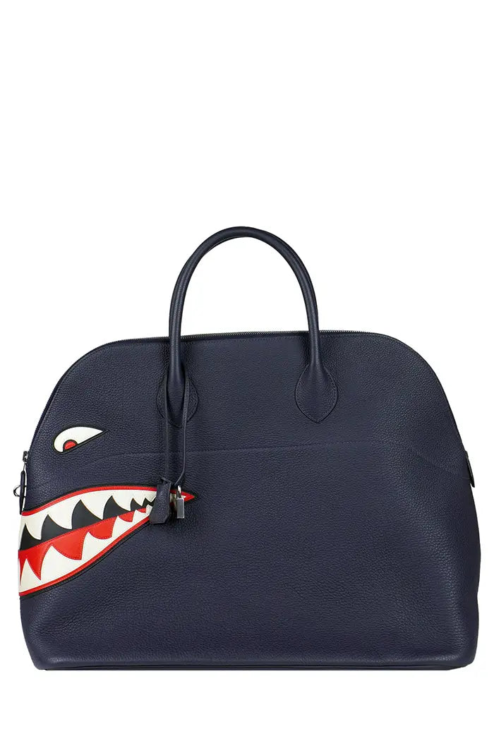 Hermès Bolide GM 45 en cuir Togo noir, garniture palladium, édition Shark