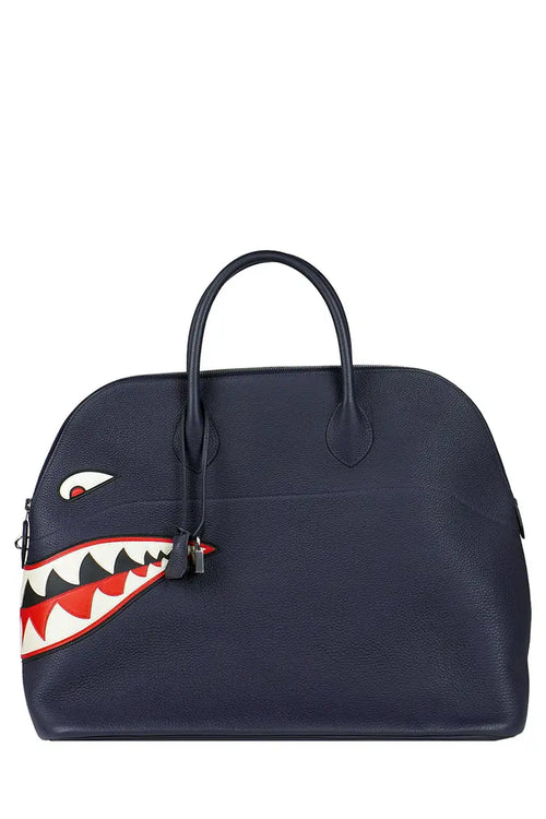 Hermès Bolide GM 45 en cuir Togo noir, garniture palladium, édition Shark