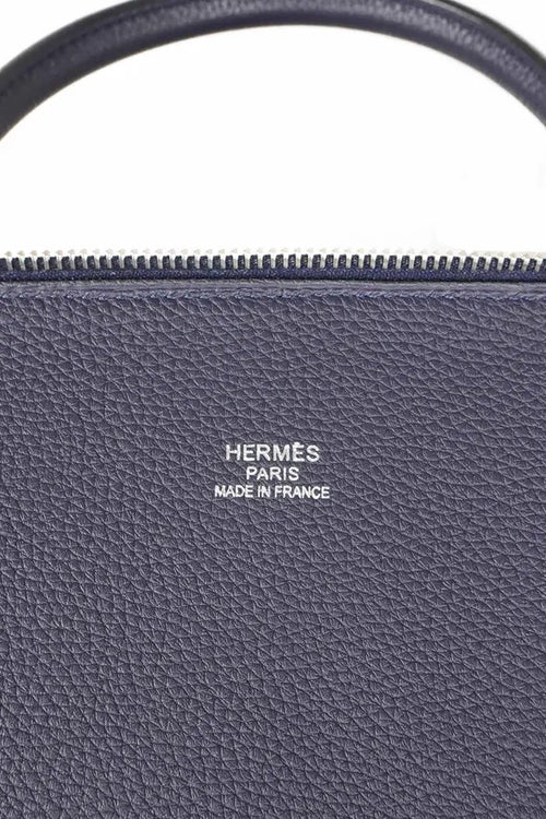 Hermès Bolide GM 45 en cuir Togo noir, focus sur le logo Hermès