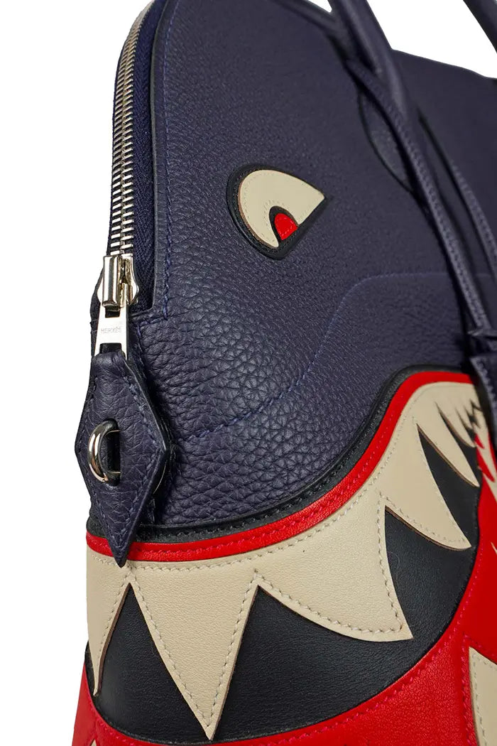 Hermès Bolide GM 45 en cuir Togo noir, finition palladium et accessoires inclus