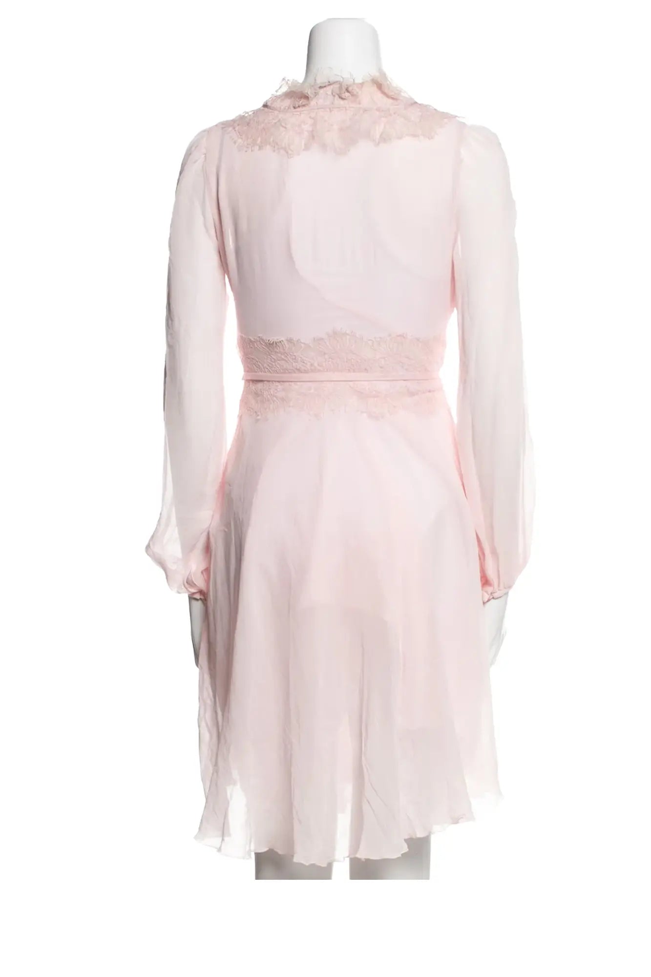 Espalda del minivestido de seda Giambattista Valli, de corte acampanado y meticulosamente acabado, que ilustra la delicada elegancia del estilo italiano.