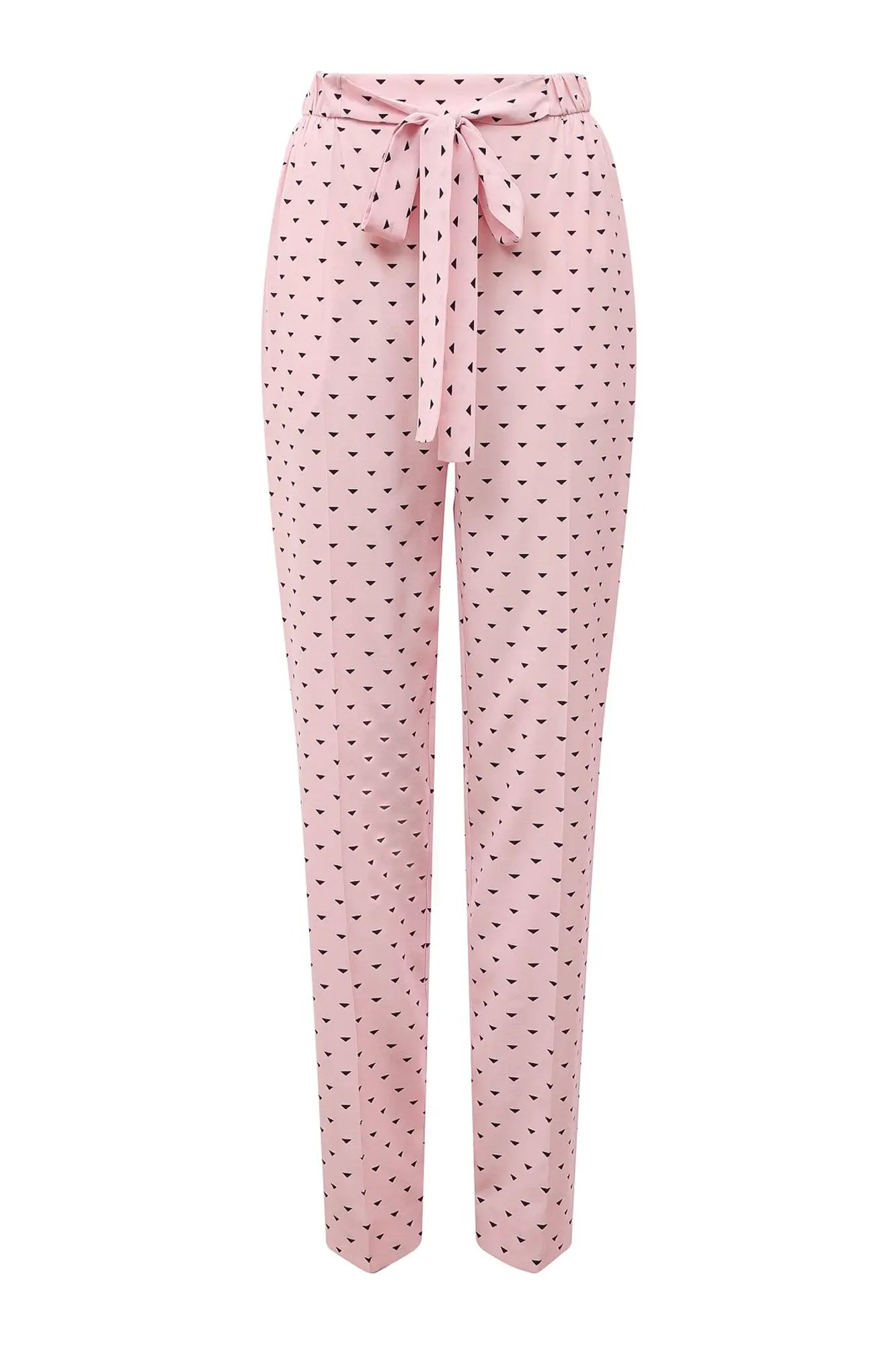 Pantalones de seda rosa de Prada ideales para salidas elegantes. Seleccionado por Reench