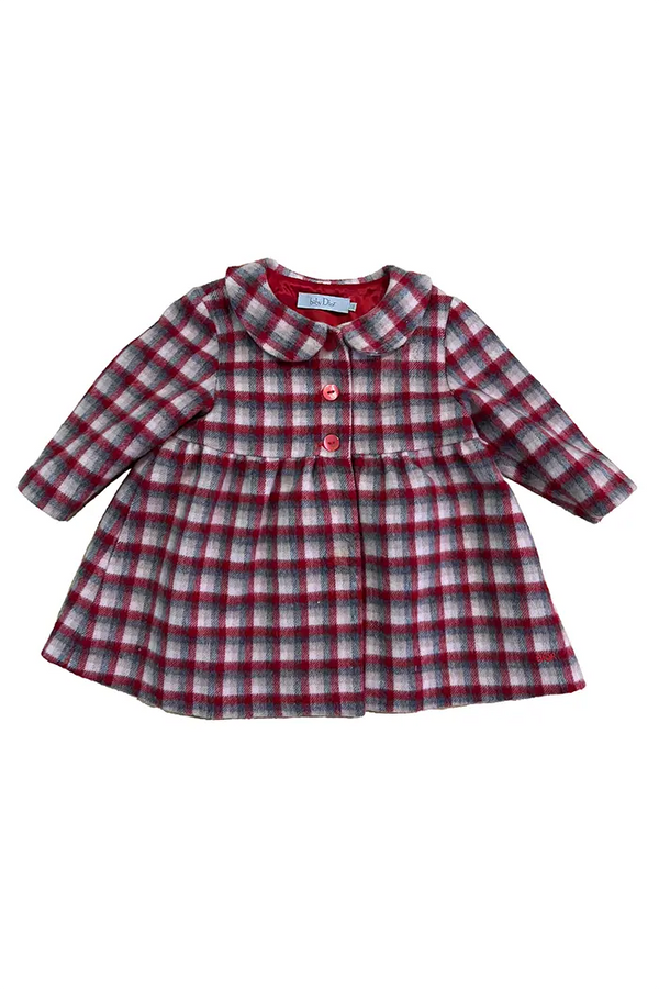 Manteau Baby Dior à carreaux avec boutons vue de face