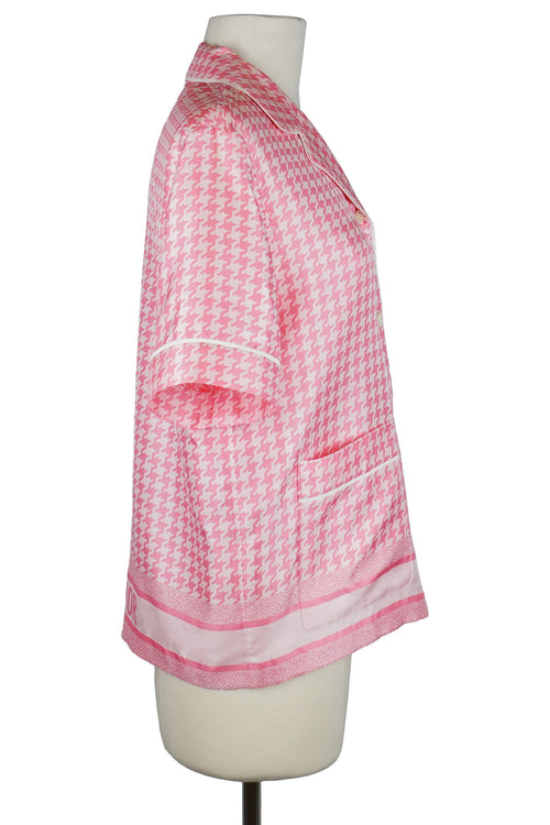 Blouse Dior en Soie Rose à motif Pied-de-poule, article d'occasion, vue de côté