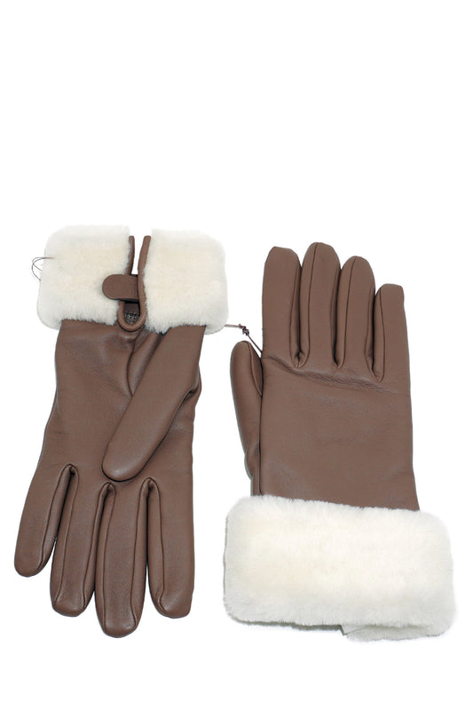 1000084 Brown gloves with fur Hermès, Reench preloved, on the both sides.