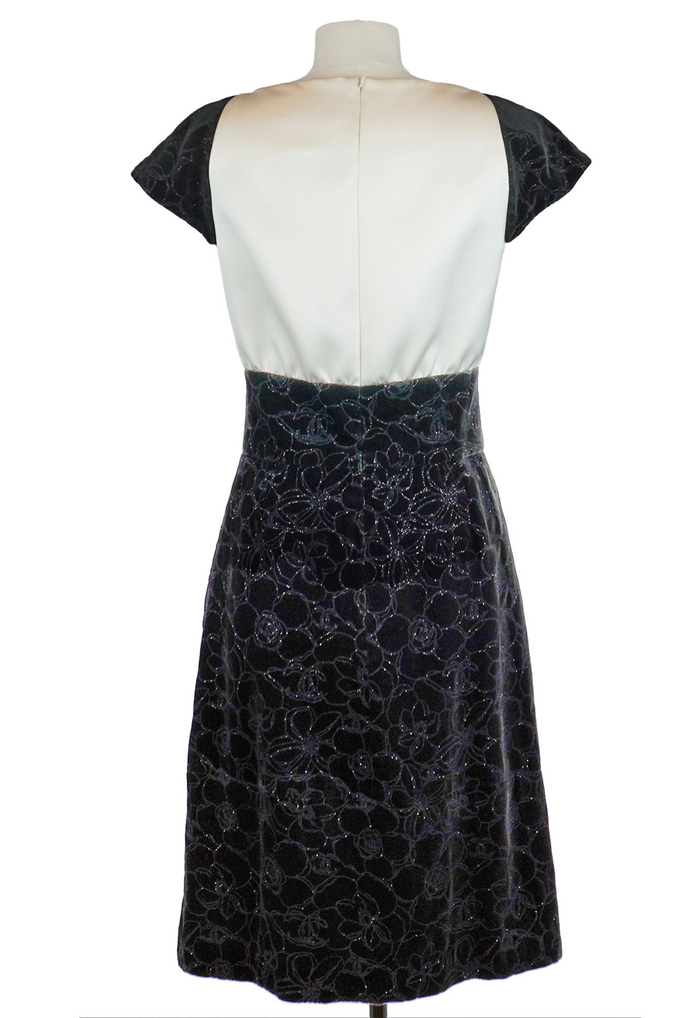 Robe Bicolore Noir et Blanc en Velours